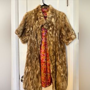 Short Sleeve Rabbit Fur Coat